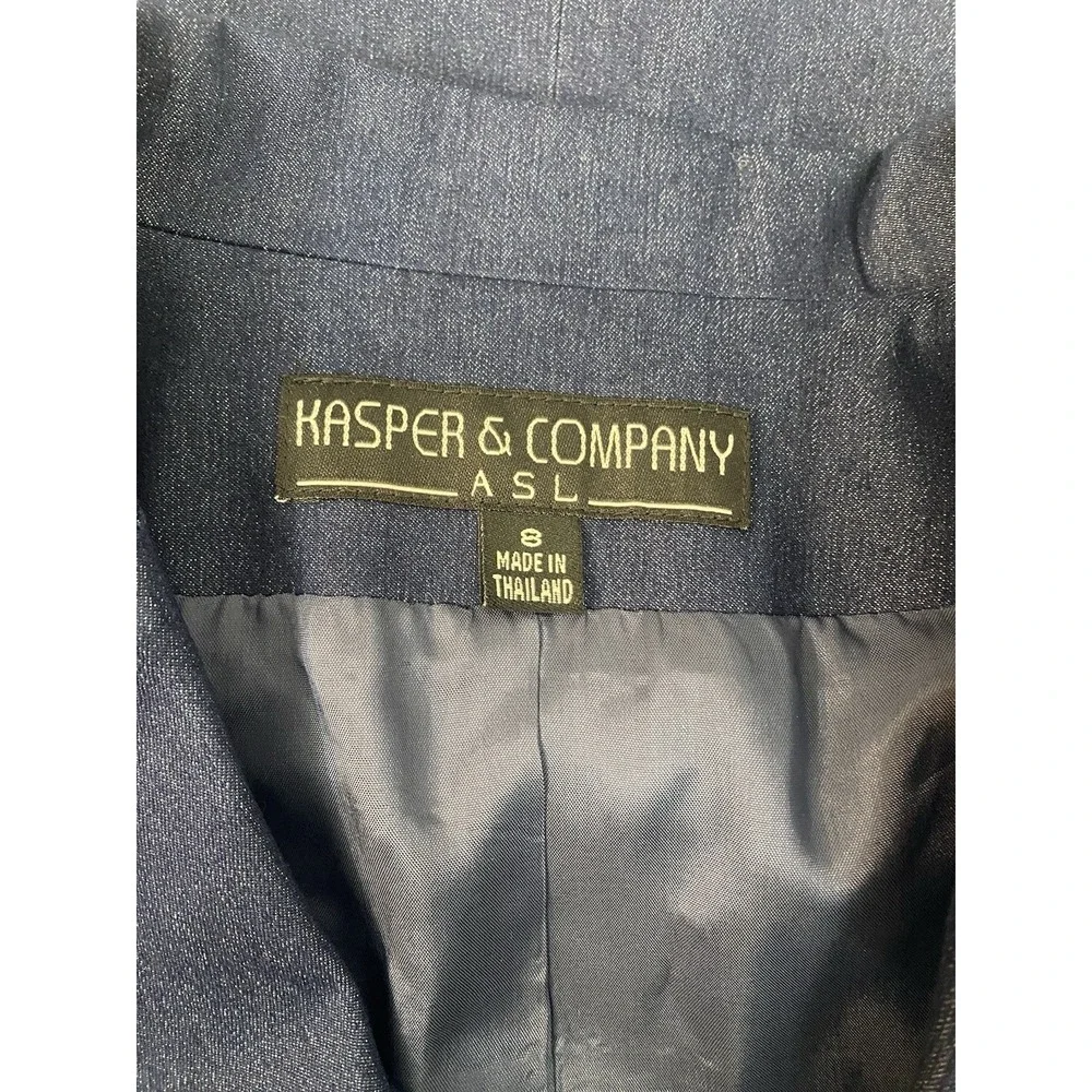 NWT Kasper & Co ASL Blue Blazer‎ Suit Jacket Size 8 One Button  Long Line